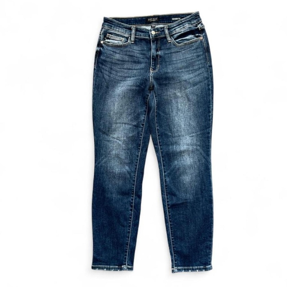 Judy Blue Boyfriend Fit Jeans 7/28 Stretch Denim Dark Wash